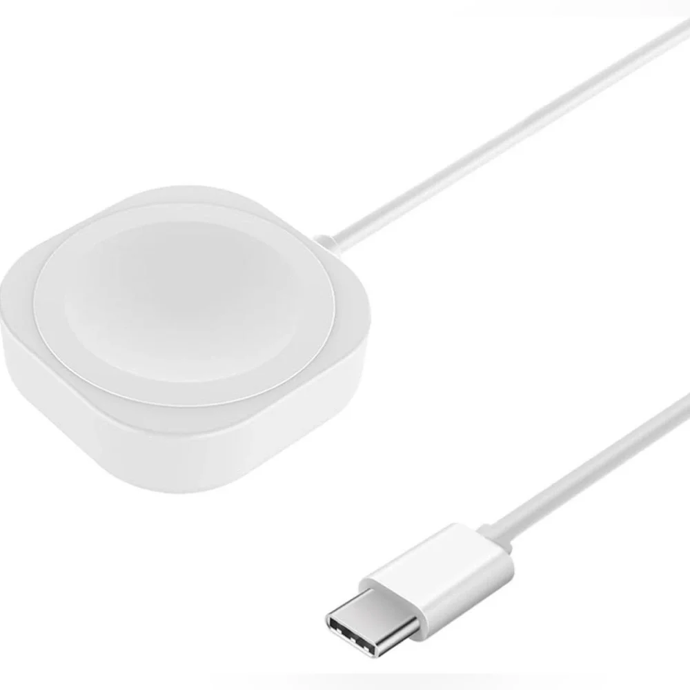 White Wireless Charger For Apple Watch With USB-C Cable